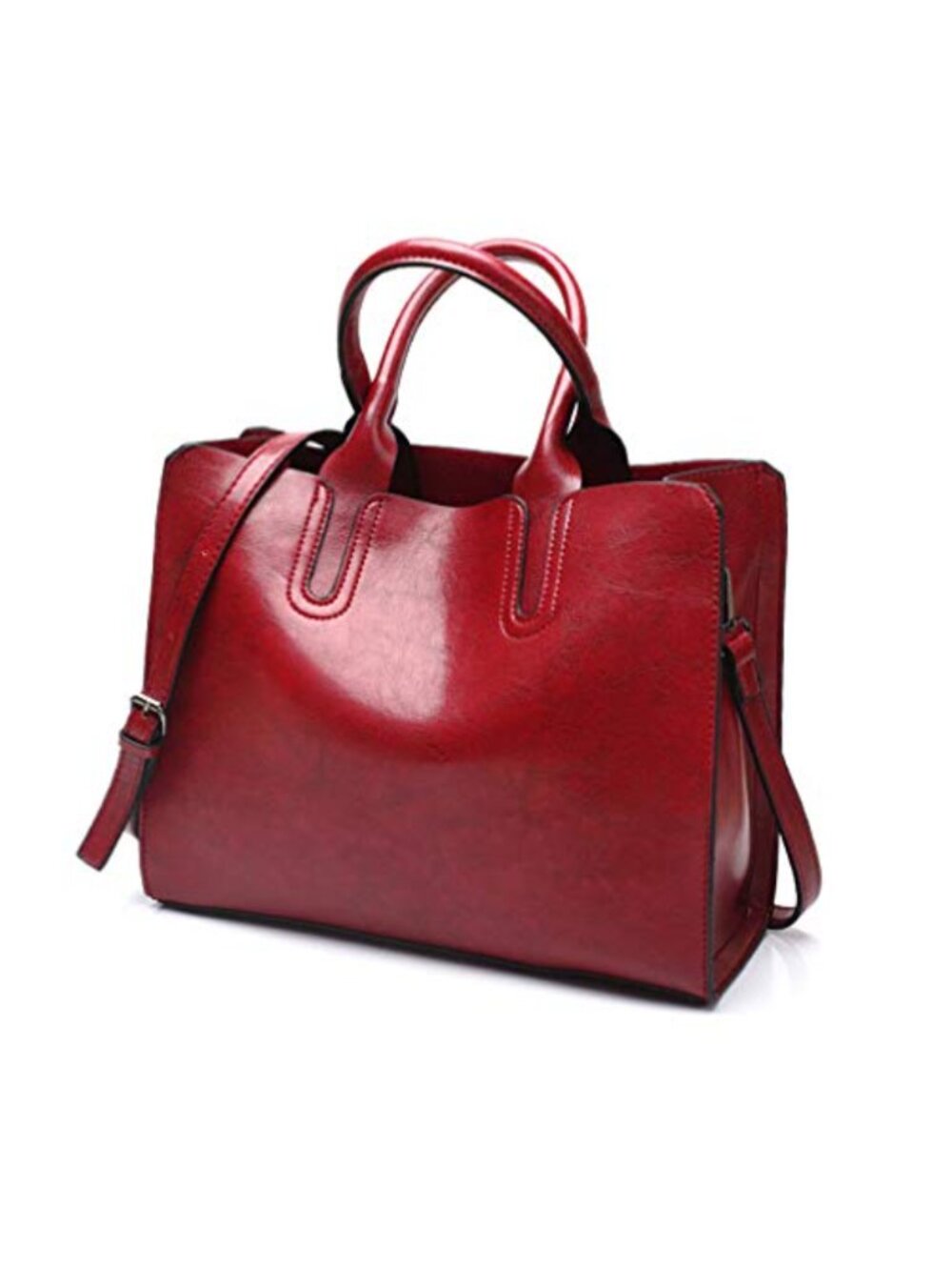 PU Leather Tote Bag with Zipper Adjustable Strap Handbag for Work Travel Daily